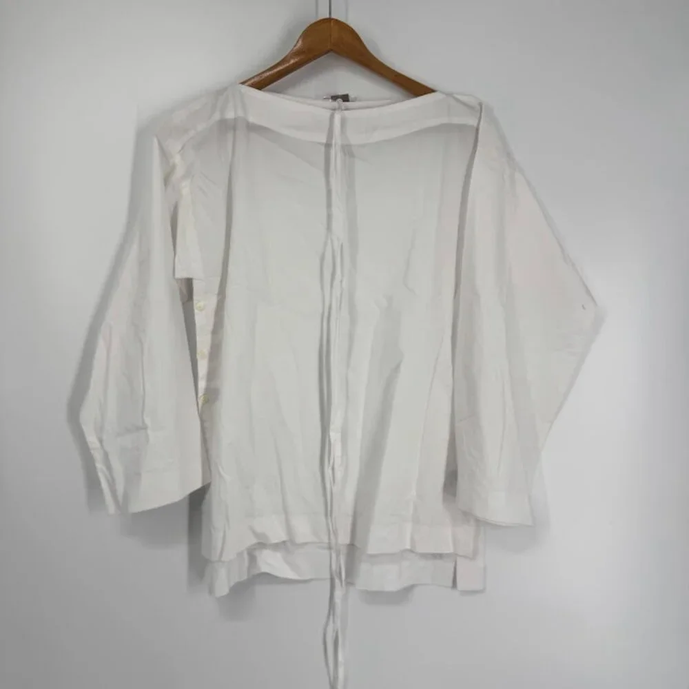J.Crew White Cotton Poplin Boatneck Ciel Top Size XS NWT - Picture 3 of 11